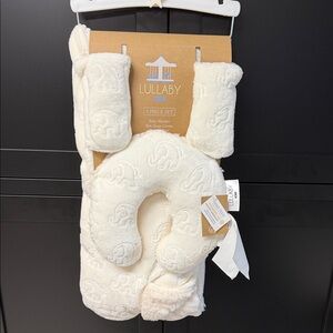 Lullaby Kids Cream 3 Piece Set - Blanket, Travel Pillow, Belt Strap Covers